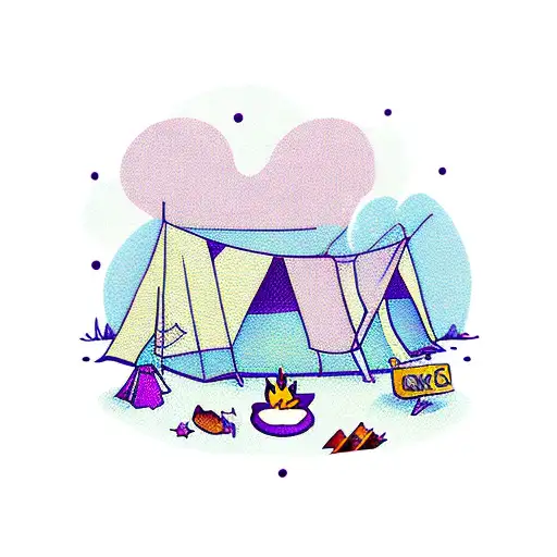 A Whimsical Camping Scene With Adorable Rodents And Lagomorphs
