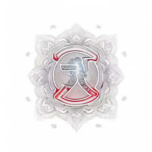 Red Om Symbol With Flowers And Letters