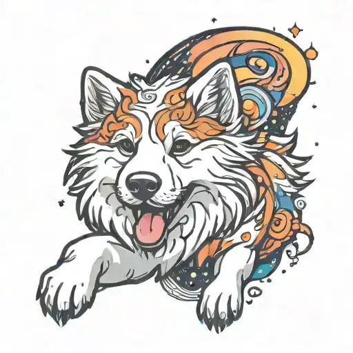 Samoyed Dog And Galaxys Edge