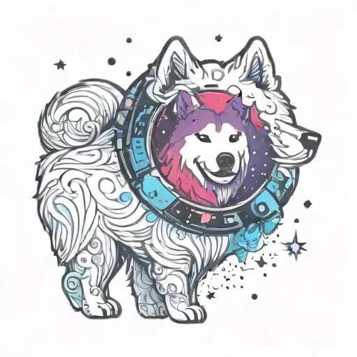 Samoyed Dog Space Theme Borealis
