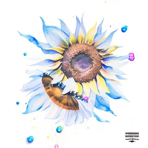 A New-school Sunflower With Watercolor Honey Dripping From Its Petals