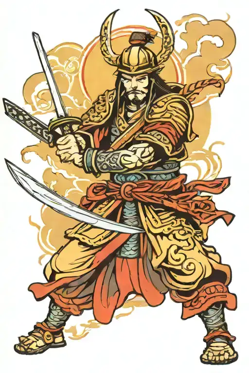 Samurai Warrior Wielding A Sword