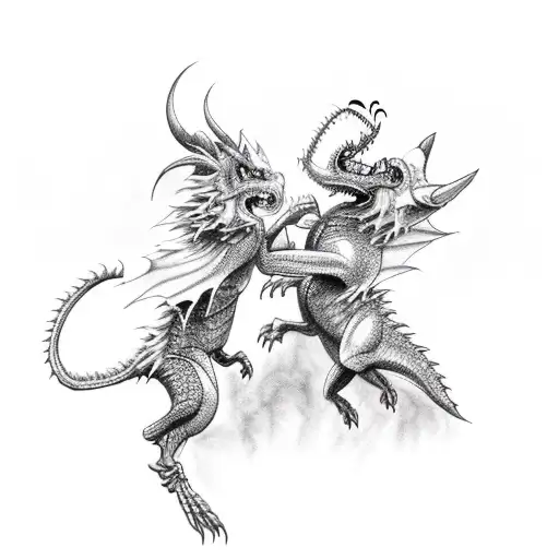 A Fierce Dragon Battling Against A Wolf In A Epic Showdown