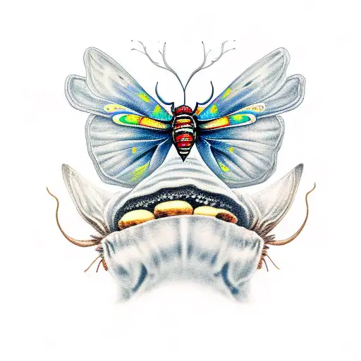 Deathshead Moth With Mushrooms