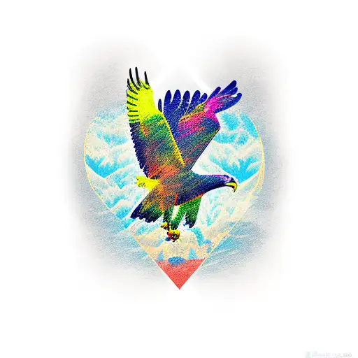 Mountains With Eagle Flying Above Them