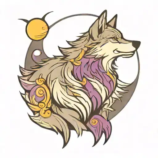 Gray And Purple Wolf Howling At The Moon