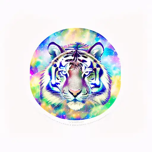 Galaxy Tiger With Triple Goddess And Plants