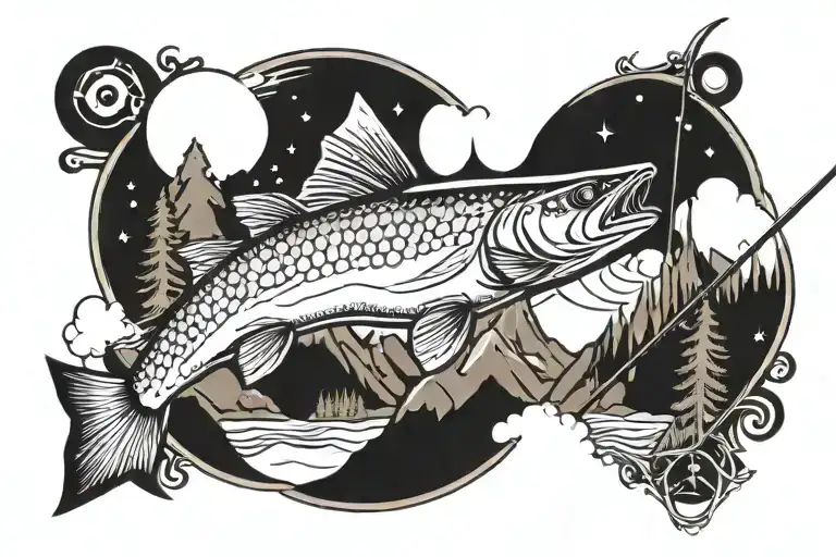 Fly Fishing And Mountains With A Cross