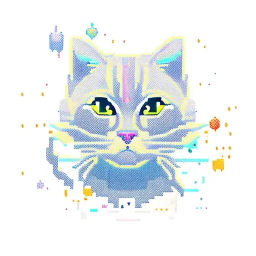 A Pixelated Cat Playing A Video Game