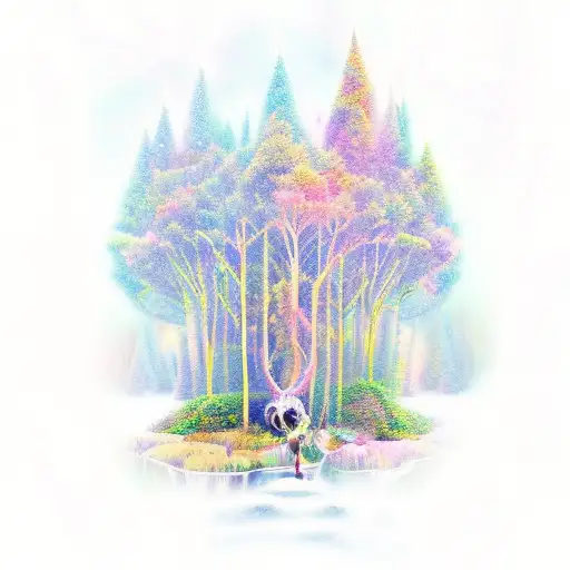 A Mystical Forest With Fairies And Animals