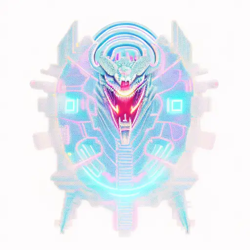 A Futuristic Cyberpunk Dragon Breathing Fire In A Neon-lit Cityscape