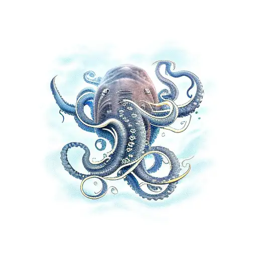 Kraken That Flights Against A Sperm Whale