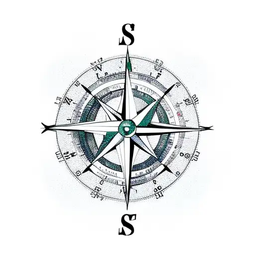 Compass With Initials L And F And S And M