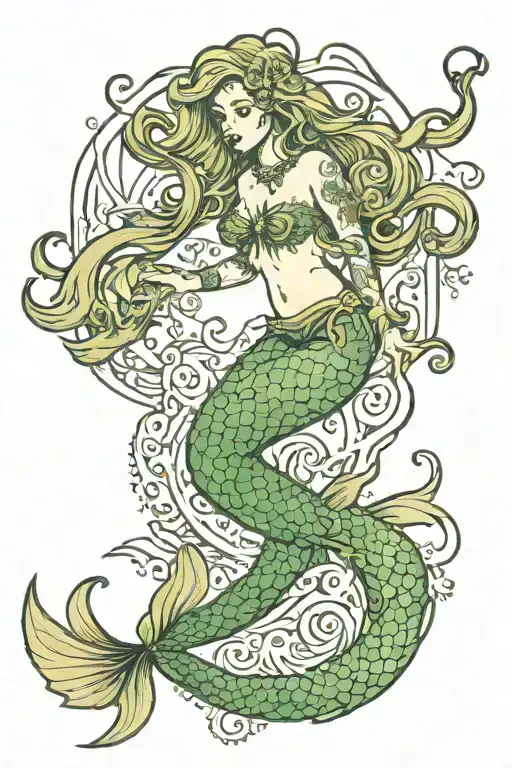 Picses With Mermaid Swimming