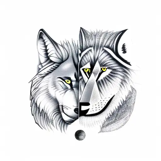 A Wolf And A Lion Playing Chess Under A Full Moon