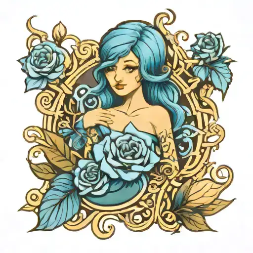 Blue Roses And Mermaid Theme