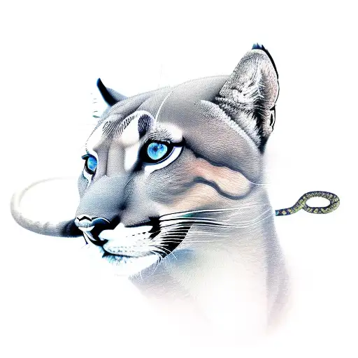 Drawing Of A Puma Surrounded By A Snake And A Condor Flying Over Them