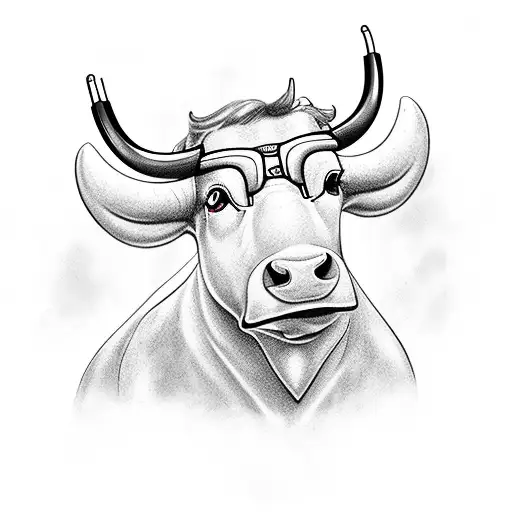 A New-school Design Of A Bull Wearing Swimming Goggles