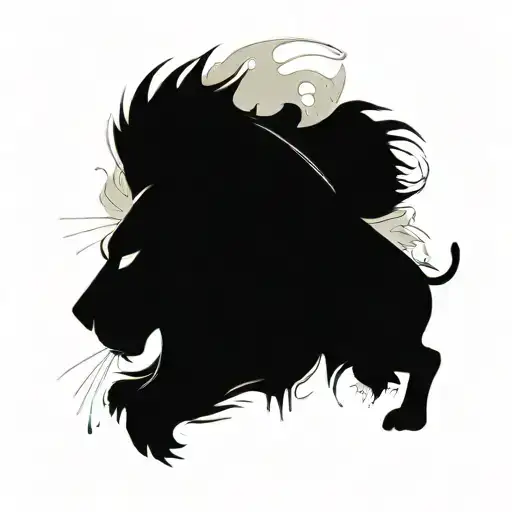 A New-school Lion With Abstract Forest Elements Incorporated Into The Design