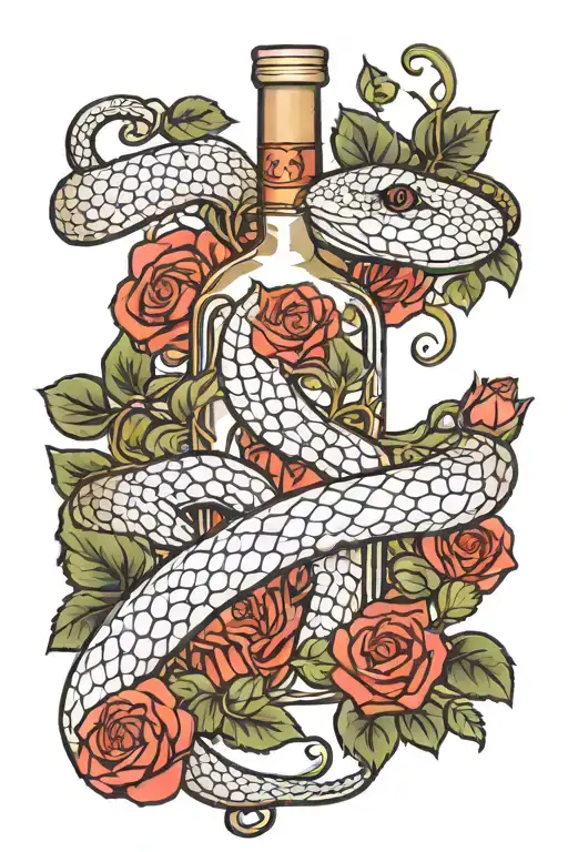 Vodka Bottle With Snake And Rose Vine Wrapping