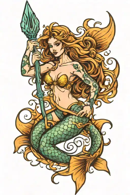 Sexy Mermaid With Trident