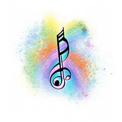 A Colorful Music Note Surrounded By A Rainbow
