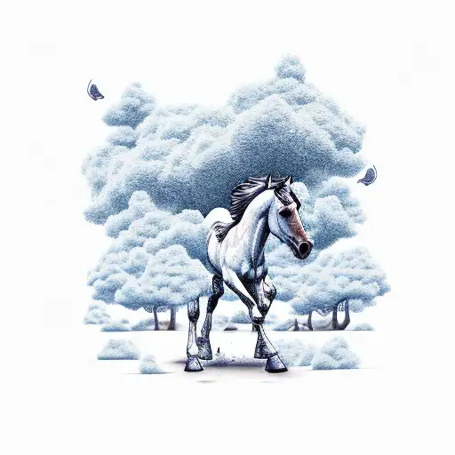 Horse With Trees And Wind