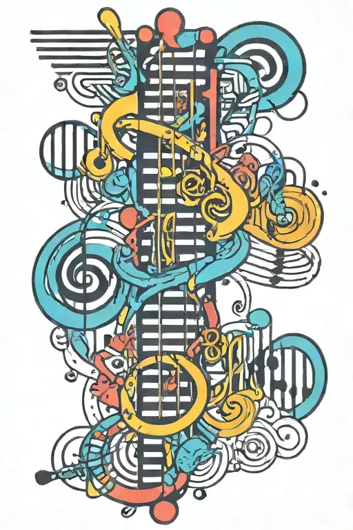 Dna With Music Elements And Notes Intertwined Colorful
