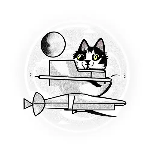 Boy With Cat Flying On Top Of A Plane Orbiting Uranus