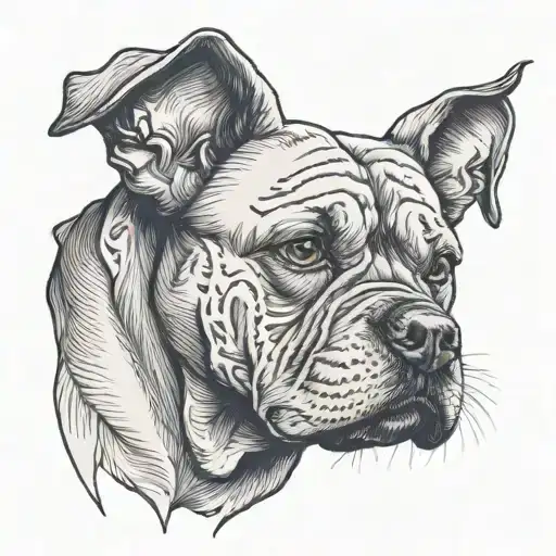 Bulledog Black Grey Realistic Arm