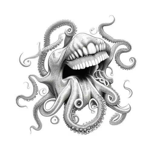 Vampire Mouth With Octopus Tentacle Coming Out Of It
