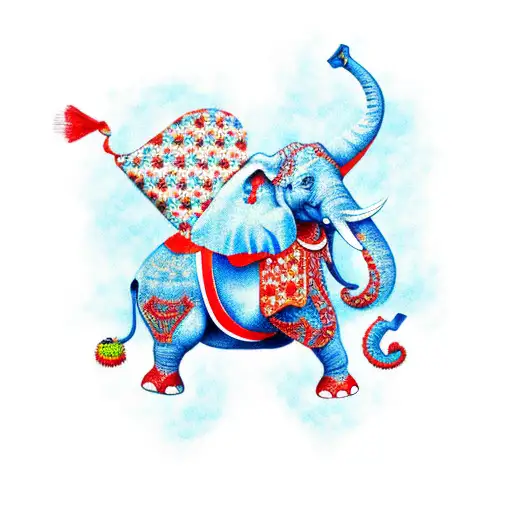 Blue And Red Elephant