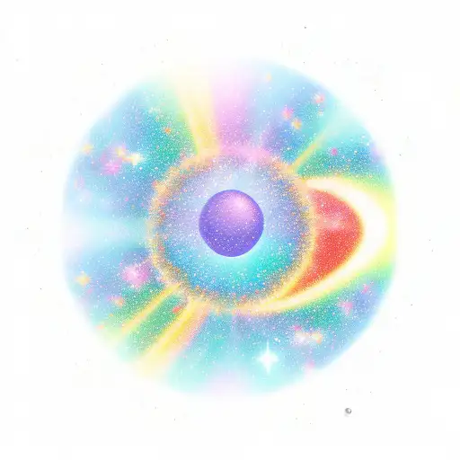 A Lucky Star Surrounded By A Vibrant Rainbow Halo