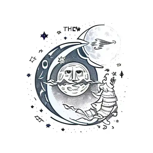 A Tarot Card Depicting The Moon And Stars