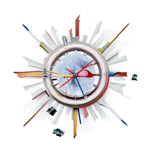 Broken Clock With Pieces Falling Apart And Memento Mori And Memento Vivere And A Sun Dial In 3D