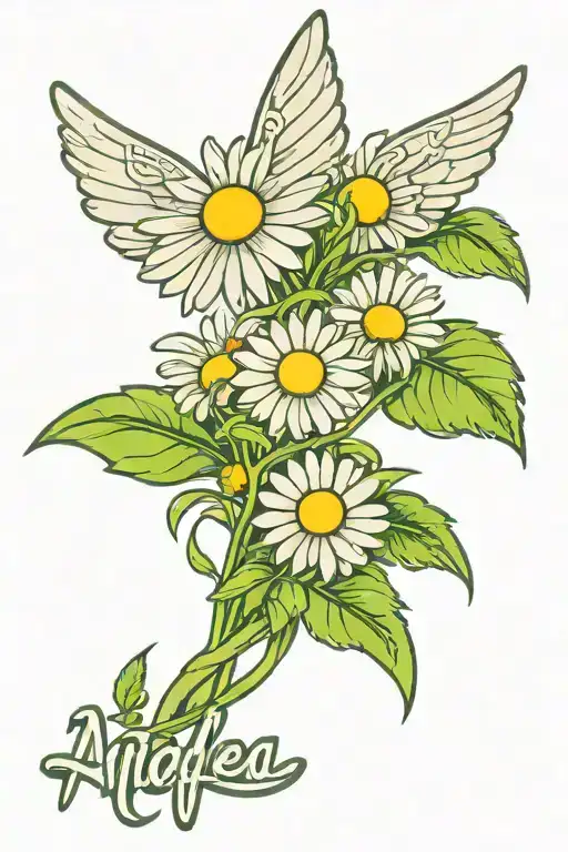 Daisy Flower With Name Angela Wide Wings