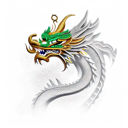 Emerald And Gold Chinese Dragon
