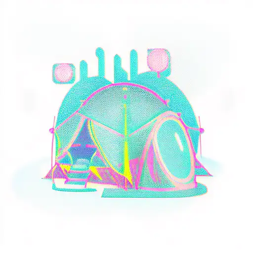 A Cyberpunk-inspired Camping Scene With Neon Lights And Futuristic Tents