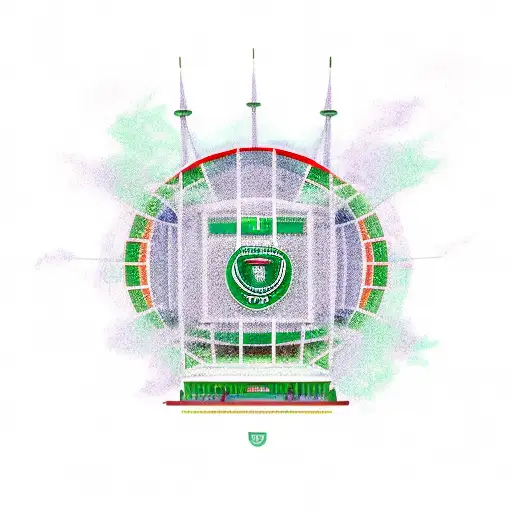 A New-school Design Of A Palmeiras Stadium With Vibrant Green Colors And A Clock Tower