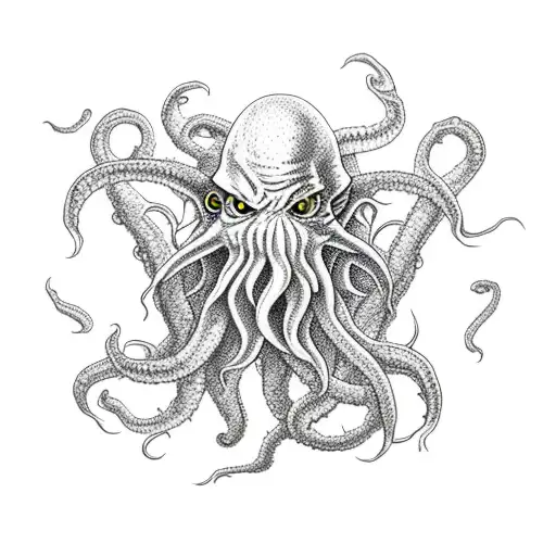 Cthulhu Emerging From The Sea During A Full Moon