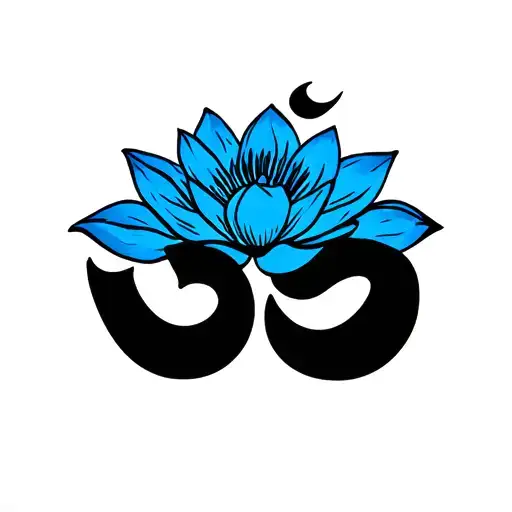 Black Om Sign With Blue Lotus Flower
