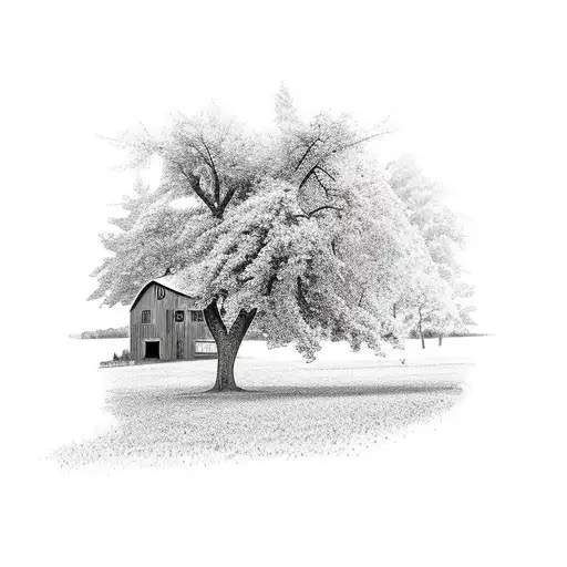 Barn With A Tree Behind