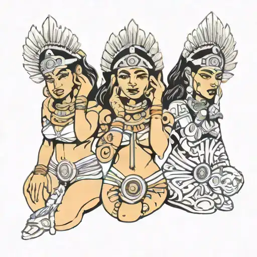 Aztec Sexy Girls Hear No Evil See No Evil Speak No Evil
