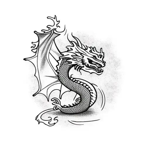 Dragon On The Back With Fire