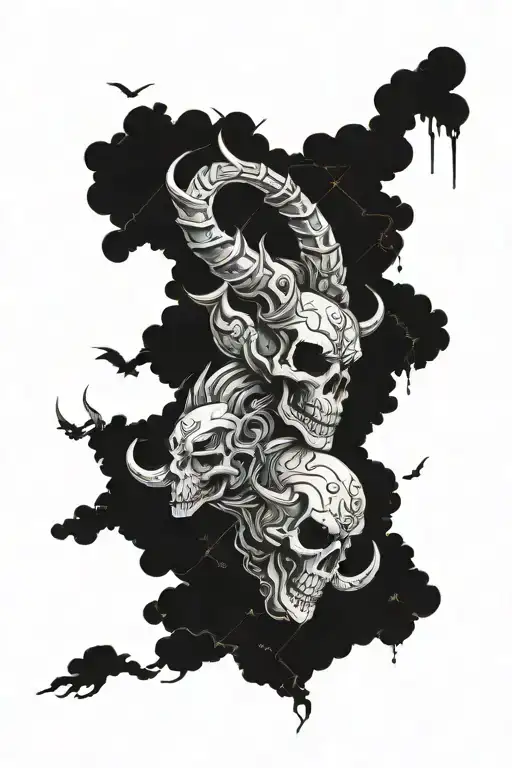 Skulls Clouds With Capricorn Zodiac Signs Incorporated
