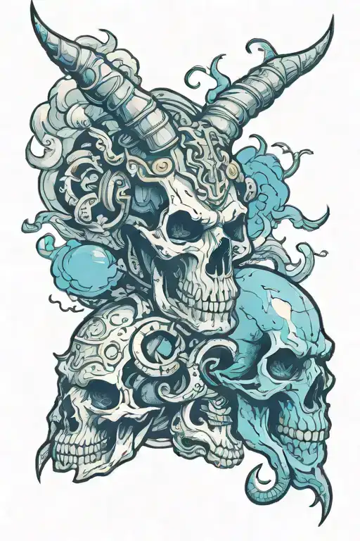 Skulls Clouds With Capricorn Zodiac Signs Incorporated