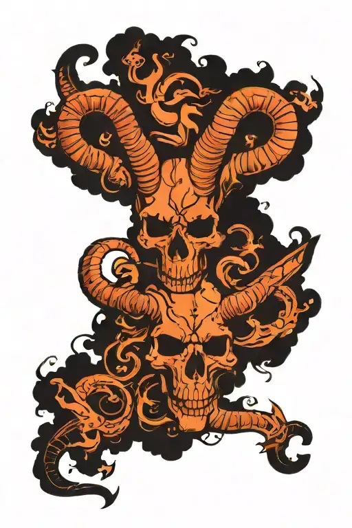 Skulls Clouds With Capricorn Zodiac Signs Incorporated