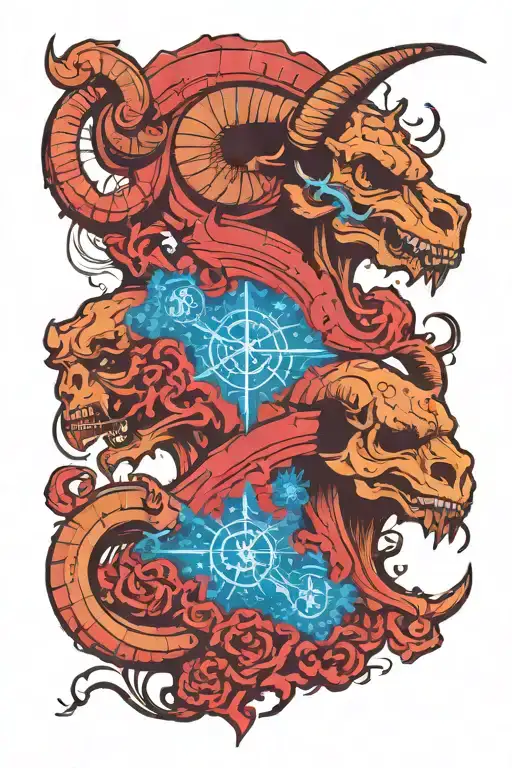 Skulls Clouds With Capricorn Zodiac Signs Incorporated