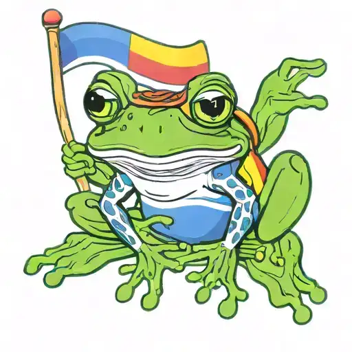 Frog With Gay Pride Flag Waving