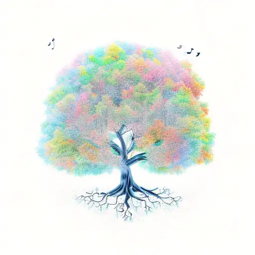 A Rooted Tree With Branches Shaped Like Musical Instruments